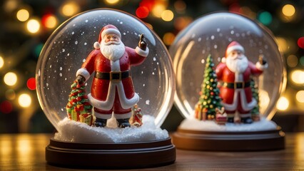 New Year's souvenir snow globe with backlight Santa Claus