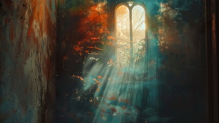 Sunlight Through a Window in a Ruined Building