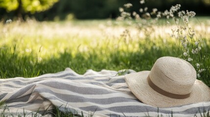 Serene Picnic in a Lush Green Field