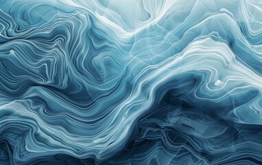 Obraz premium The image is a blue and white abstract painting of a wave