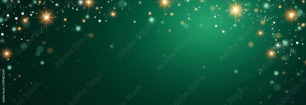 Poster a green background with a row of stars and a bright star in the middle