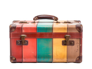 Colorful Vintage Suitcase with Handle and Locks