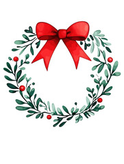 Festive Christmas Wreath with Red Bow