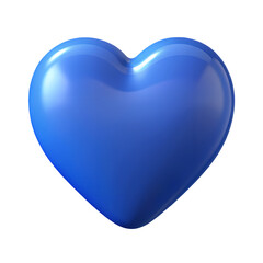 Fototapeta premium blue heart 3d render icon in cartoon plastic style minimal isolated on transparent white background, clipping path