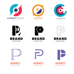 d alphabet letter Corporate business company marketing logo design elegant and badge design collection  vector logo