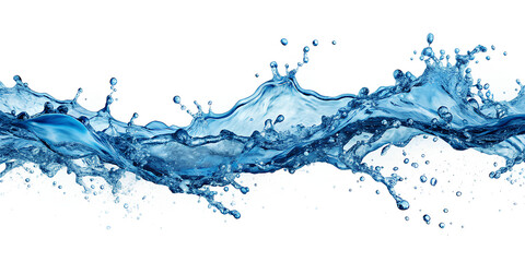 Obraz premium Blue water splashing seamless pattern border, isolated on white background. clipping path
