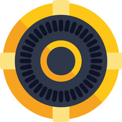 Fototapeta premium Round engine part with cogwheel working on white background