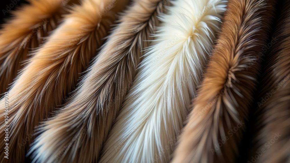Poster a row of fur coats with different colors and textures