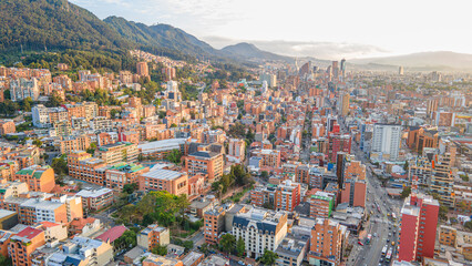 Aerial View of Bogotá, Colombia: A Blend of Modern Architecture and Urban Landscape
