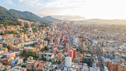 Stunning Aerial View of Bogotá: A Blend of Modern Architecture and Mountains