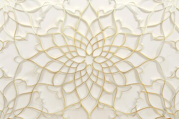 A gold and white floral design with a gold border