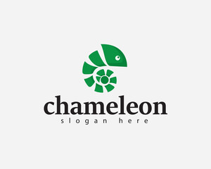 creative cute chameleon with striped body logo design