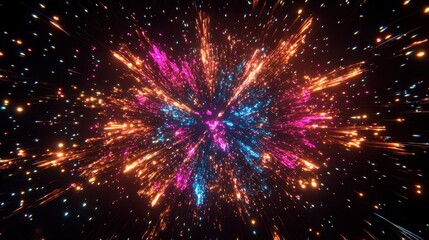 Fototapeta premium A vibrant explosion of colors resembling a cosmic burst, showcasing energy and motion.