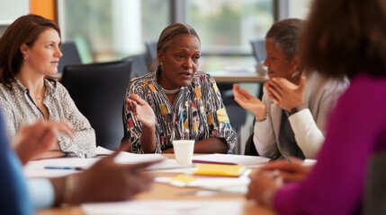 A corporate diversity training session where employees engage in discussions on inclusive workplace practices, Cultivating equity and respect in professional environments, photography style