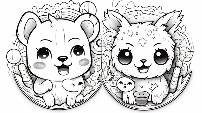 recommend clip art: Cute Black and White Cartoon Animals for Coloring Book or Nursery Decor
