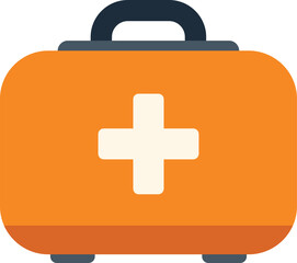 Obraz premium Orange first aid kit with a white cross symbol is standing by to treat any injury