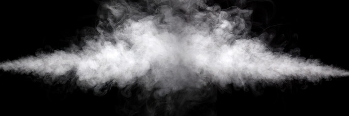 white smoke steam spray, and abstract vapor water isolated on a black background. concept of...