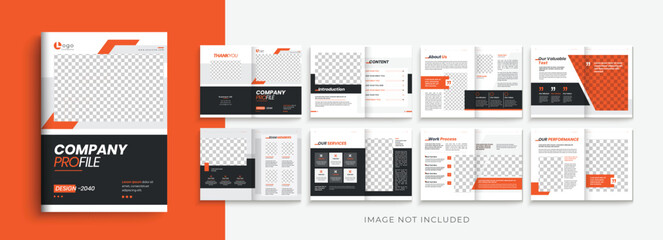 Company Profile brochure template design, modern minimal A4 template layout with creative shape