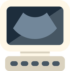 Ultrasound machine displaying a sonogram, used in hospitals and clinics for medical diagnosis and imaging