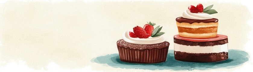 Delicious and Tempting Array of Gourmet Cupcakes with Fresh Berries and Creamy Frosting on a Soft Pastel Background Perfect for Food Lovers and Dessert Enthusiasts