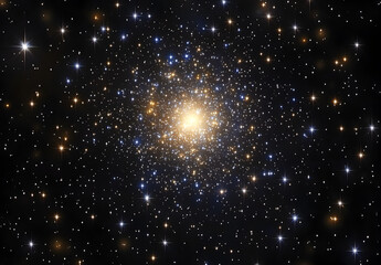 Fototapeta premium Dark night sky full of stars with bright yellow and blue lights