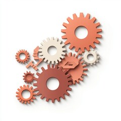 Abstract Representation of Colorful Gears and Cogs on a Clean Background, Symbolizing Industry, Mechanism, and Creative Design for Modern Applications in Technology