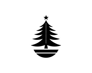 silhouette Christmas tree icon vector design illustration. Black color Christmas tree logo