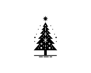 Obraz premium silhouette Christmas tree icon vector design illustration. Black color Christmas tree logo