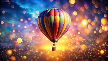 Obraz premium Vibrant Hot Air Balloon in Bokeh Effect for Stunning 3D Render Illustration Capturing the Essence of Adventure and Freedom in the Sky, Perfect for Backgrounds and Travel Themes