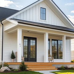 Modern White Home with Elegant Front Porch