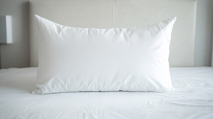 white pillow on a crisp white bed in a modern hotel room