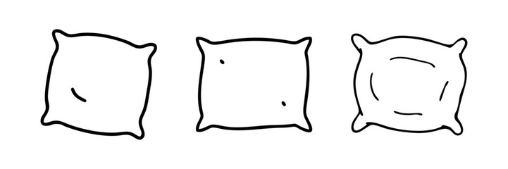 Outline drawing of a pillow, symbolizing comfort or sleep.