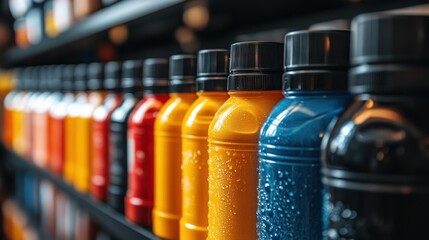 Colorful Bottles on a Shelf