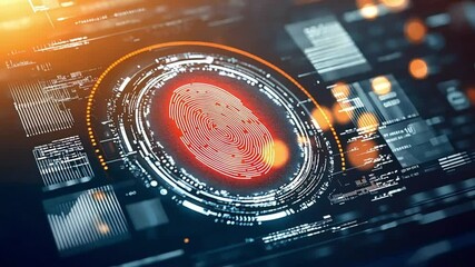 A visually captivating image of a digital fingerprint being scanned with cutting edge technology, encased in layers of security shields and encrypted codes for maximum protection - Powered by Adobe