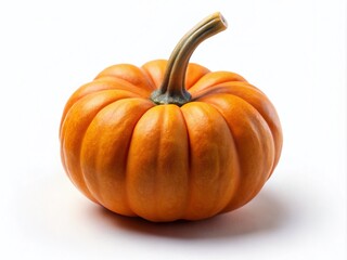 Obraz premium Vibrant Single Mini Pumpkin Isolated on White Background Perfect for Fall Decor, Harvest Themes, and Seasonal Celebrations with a Touch of Nature's Beauty