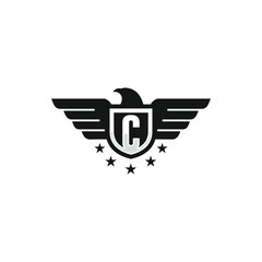 Initial C eagle shield logo template vector