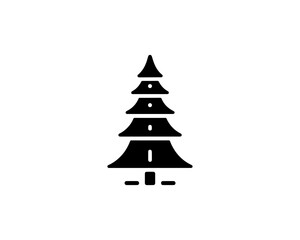 Christmas tree silhouette vector. Black christmas tree flat design icon. 