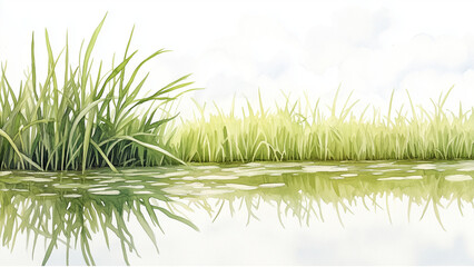 grass on river scene 