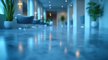Modern Salon Interior with Polished Floor