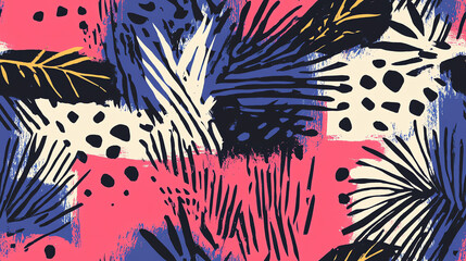 Modern tropical foliage seamless pattern in pink