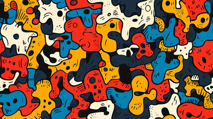 Abstract puzzle shapes seamless pattern