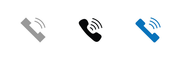 Simple black telephone call symbol isolated on white background