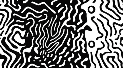 Fototapeta premium Black and white maze seamless pattern with organic flow