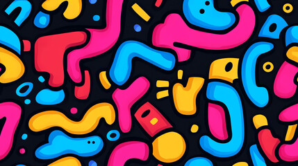 Obraz premium Dynamic abstract seamless pattern with bright curved shapes