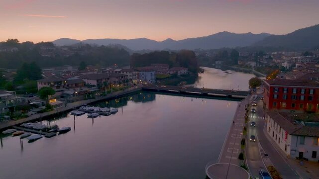 Sarnico, Paratico, Iseo Lake, the bridge that unites the provinces of Bergamo and Brescia in northern Italy