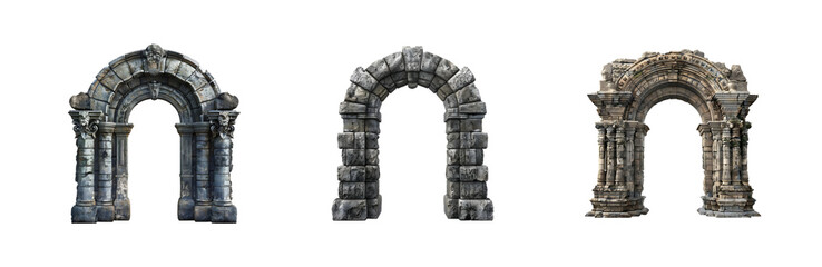 Obraz premium Vintage Stone Archway PNG Isolated on Transparent Background