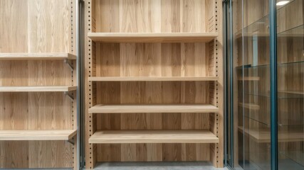 Obraz premium Variety of different textures from store shelves including wood, metal, plastic, and glass, interior