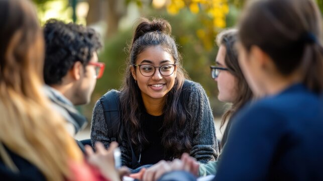 A diverse group of students engaging in a lively debate on campus, Demonstrating intellectual diversity and critical thinking, photography style