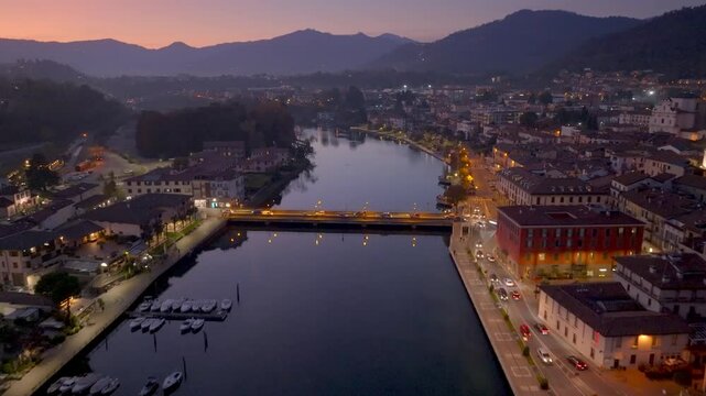Iseo Lake, Sarnico Bergamo and Paratico Brescia , connected by a bridge over the Oglio river at sunset,
Parco dei Taxodi