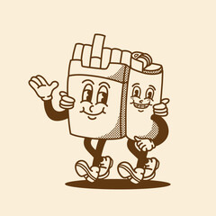 mascot character cigarette with gas lighter with retro style good for brand mascot, element design, etc
